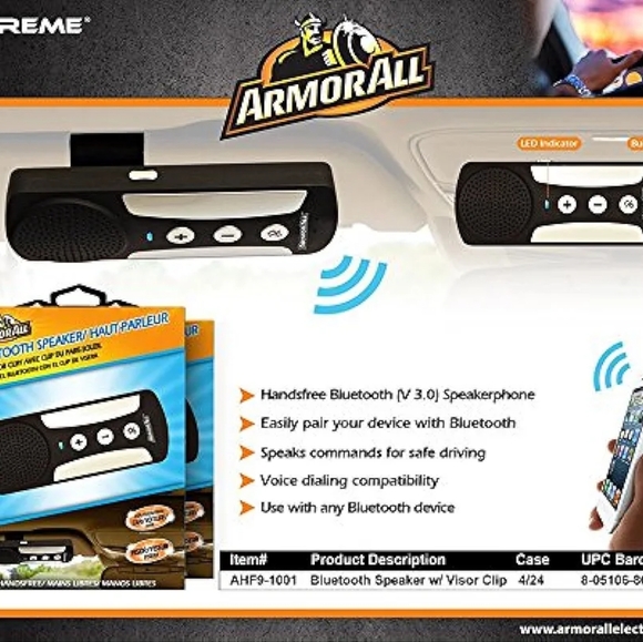 Armor All Handsfree Bluetooth Speakerphone w/ Visor Clip - Picture 5 of 7
